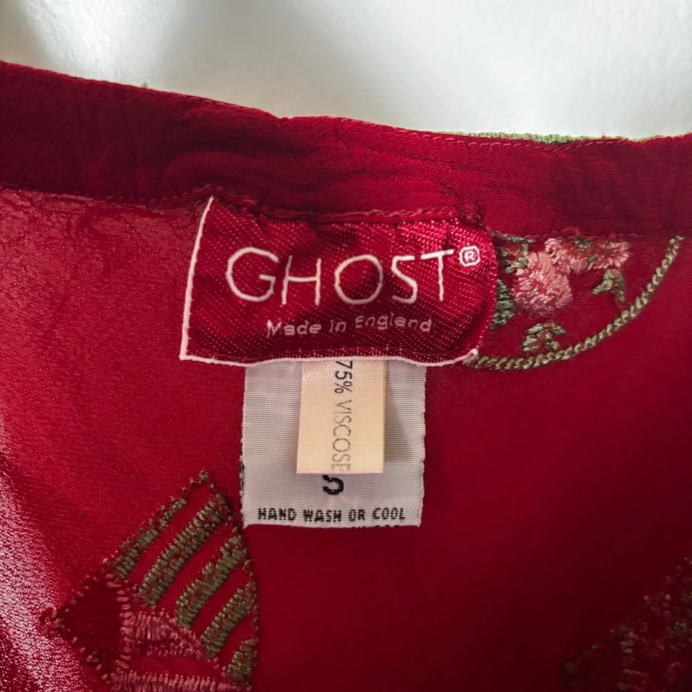 Ghost England Women's Slip Dress Small Burgundy Dark Red Hu Embroidered